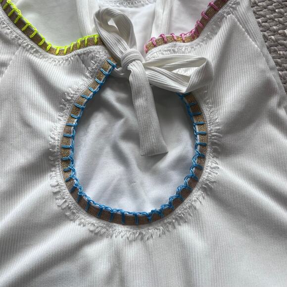 PQ Swim Crochet Trim One Piece Swimsuit Sz L - Picture 6 of 7